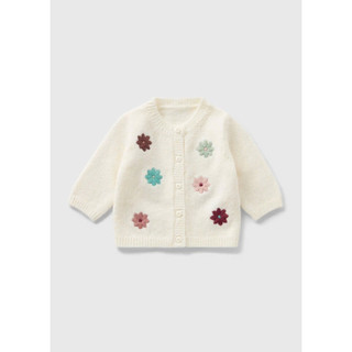Áo len cardigan thêu hoa cho bé màu trắng