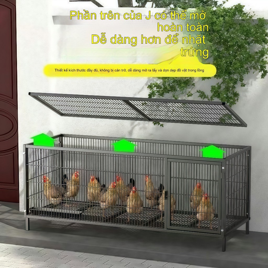 Lồng gà đường vuông dày dặn bền bồ với nắp mở dễ sử dụng không gian lớn dành cho gia đình và