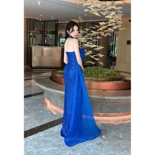 Đầm Dạ hội kim sa cổ yếm phối hoa lớn mm 2026