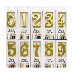 Combo 5 vỉ nến số nhũ vàng ( số 0 đế số 9)