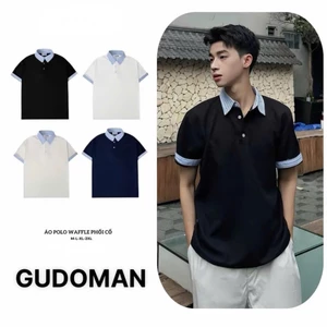 Áo Polo Ngắn Tay Nam Nữ Unisex Cổ Bẻ Phối Sơ Mi Kẻ Sọc Xanh Chất Liệu Cotton Tổ Ong Cao Cấp Thoáng Mát