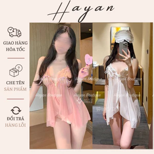 HT108 Váy ngủ sexy ren xuyên thấu cài khuy tôn dáng,đồ ngủ xẻ trước siêu quyến rũ HT108