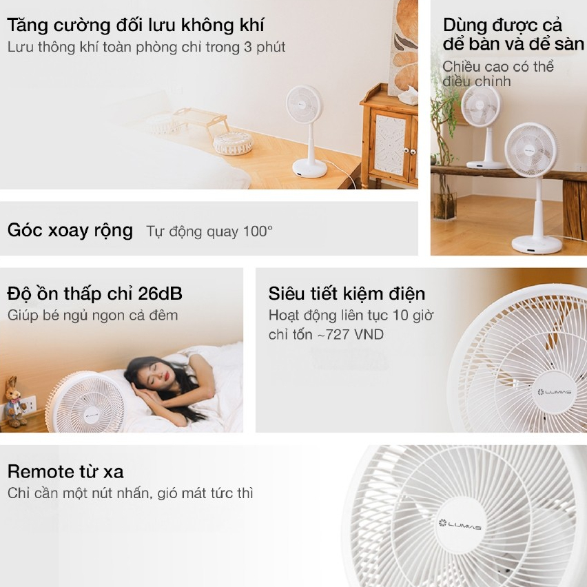 Quạt Cây Thông Minh Lumias F09 - 29W, 8 Cấp Độ Gió - BH 12 Tháng