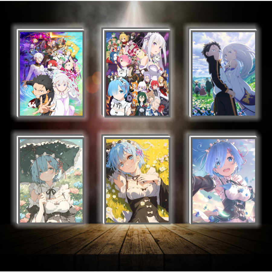 Tranh đèn led 3D đổi màu Re-Zero - Tranh đèn led 3D ANIME trang trí bàn làm việc, đèn ngủ