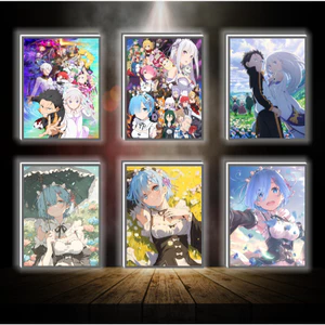 Tranh đèn led 3D đổi màu Re-Zero - Tranh đèn led 3D ANIME trang trí bàn làm việc, đèn ngủ