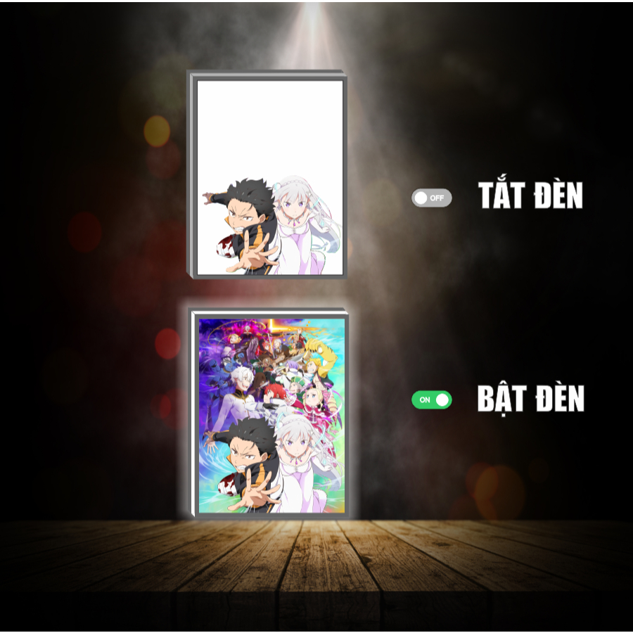 Tranh đèn led 3D đổi màu Re-Zero - Tranh đèn led 3D ANIME trang trí bàn làm việc, đèn ngủ
