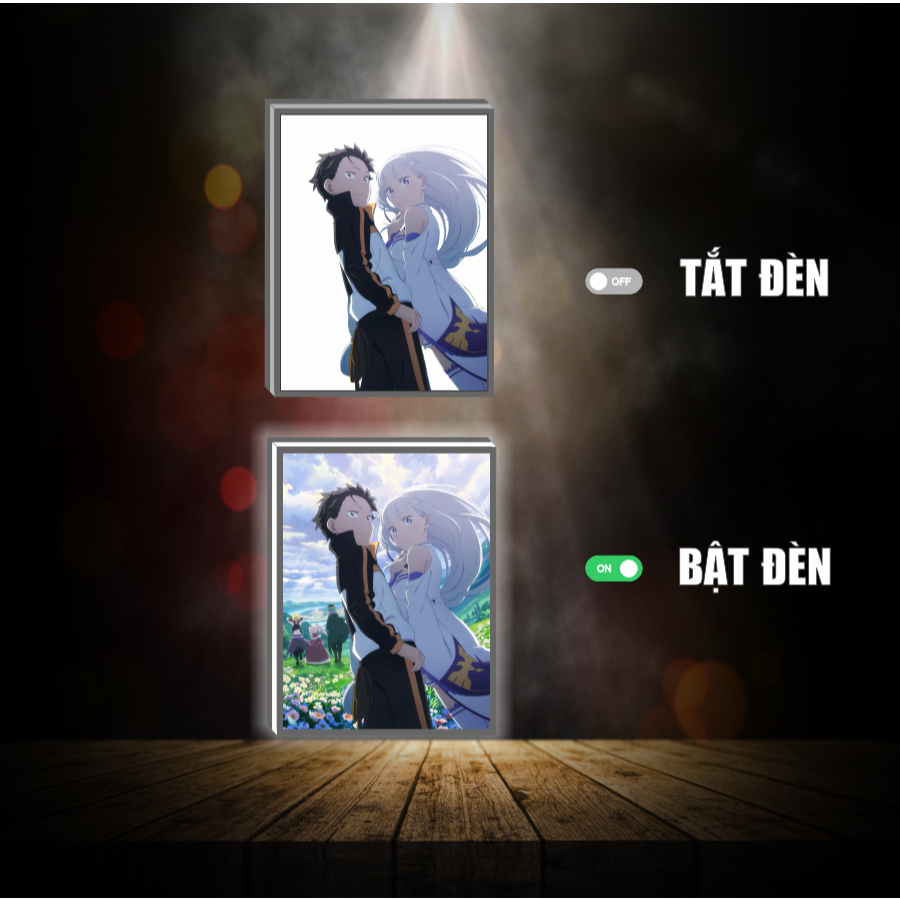 Tranh đèn led 3D đổi màu Re-Zero - Tranh đèn led 3D ANIME trang trí bàn làm việc, đèn ngủ