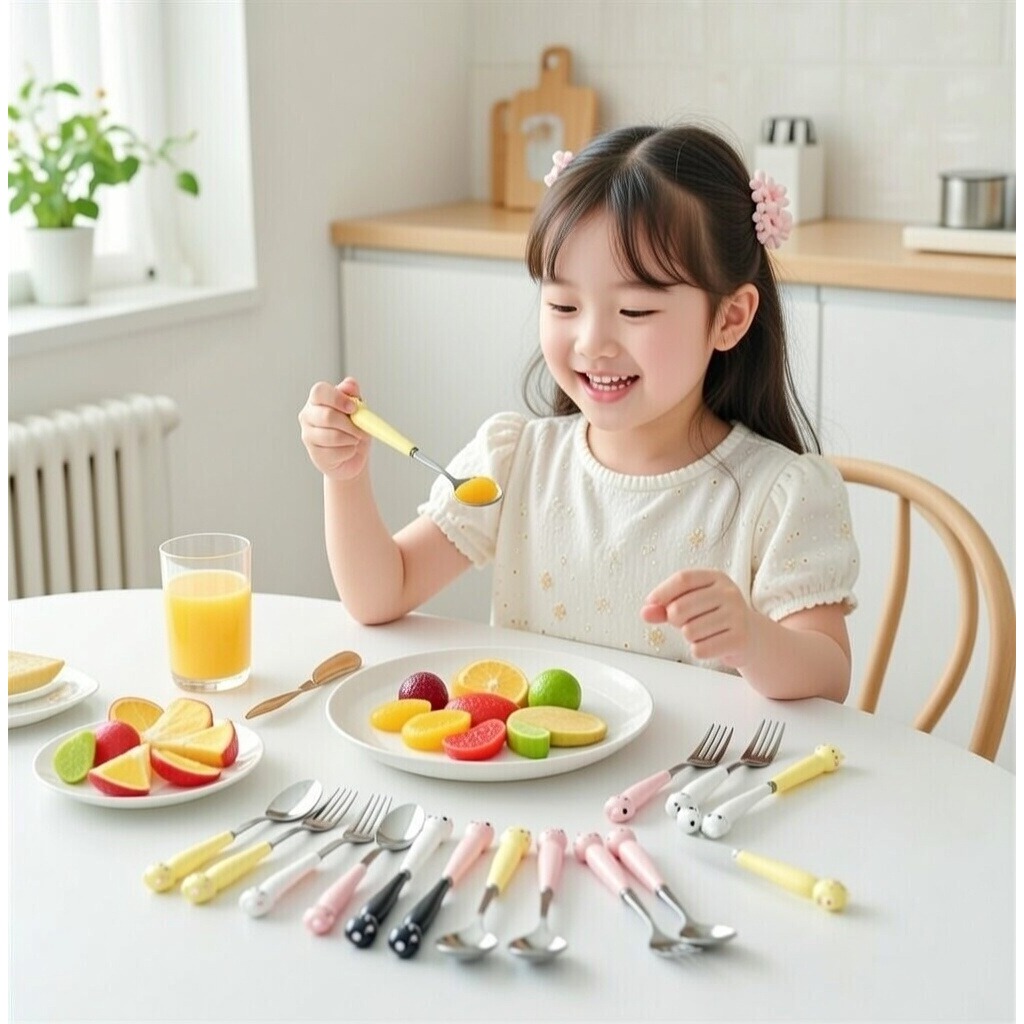 Bộ Thìa Nĩa Inox Hình Thú Dễ Thương – Đồ Ăn Cá Nhân Cho Trẻ Em, Văn Phòng, Du Lịch