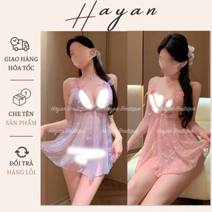 HT193 Váy ngủ sexy 2s dáng xoè dây đan ngọc trai tôn dáng,đồ ngủ ren xuyên thấu gợi cảm HT193