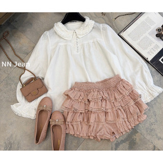 Áo sơ mi thô hoạ tiết hoa cổ sen dáng babydoll