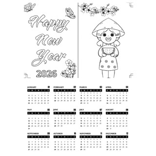 [Được chọn mẫu]+30 Lịch tô màu TẾT 2026 khổ A3,A4 trên giấy cứng ĐL 200gsm cho bé sáng tạo với nhiều chủ đề dấp dẫn