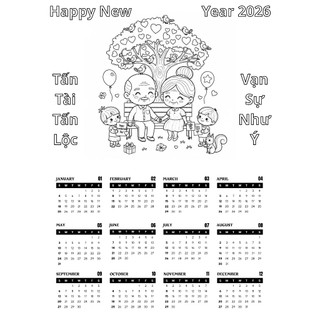 [Được chọn mẫu] 30+ mẫu lịch TẾT 2026 in trên giấy dày 200gms khổ A3-A4 cho bé tô màu sáng tạo, làm trải nghiệm