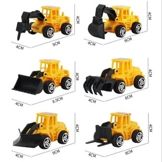 [Combo 3] Set 6 máy xúc, set biển báo 10 chi tiết, xe công nhân lái máy xúc trang trí bánh sinh nhật bánh kem
