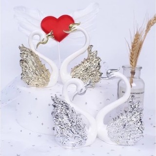 Combo 2 Cặp Thiên Nga vàng - bạc trang trí bánh sinh nhật , bánh kem- Phụ Kiện Trang Trí Bánh [FREESHIP🚗]