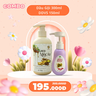 Combo Cặp Dầu Gội Gừng Sâm 300ml Và Dung Dịch Vệ Sinh Trầu Không 150ml MỘC AN Thành Phần Thảo Mộc