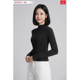 Sẵn 5AHF09 Áo giữ nhiệt nữ CARDINA chất liệu nỉ lông cừu dài tay cổ cao 5cm có gân trang trí 5AHF09