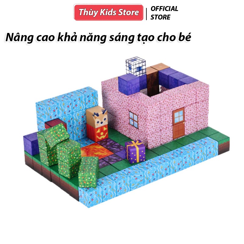 Đồ Chơi 500 Khối Nam Châm Từ Tính Đồ Chơi Mô Hình Lắp Ráp Kiến Trúc khối nam châm từ tính Mincraft