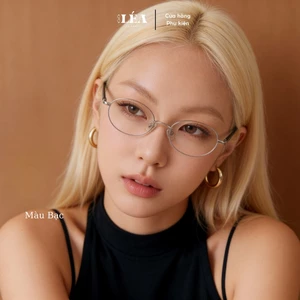 Kính mắt chuyên lắp cận THALIA - LÉAGLASSES Oval Y2K kim loại cao cấp không gỉ thanh mảnh êm ái