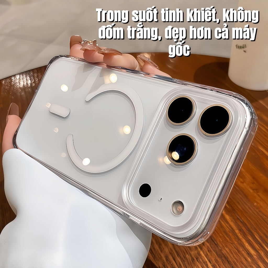 Ốp điện thoại Từ Tính trong suốt Lì Sanptoch  Dành cho Phone 17,16, Viền TPU Mềm, Ốp lưng cứng