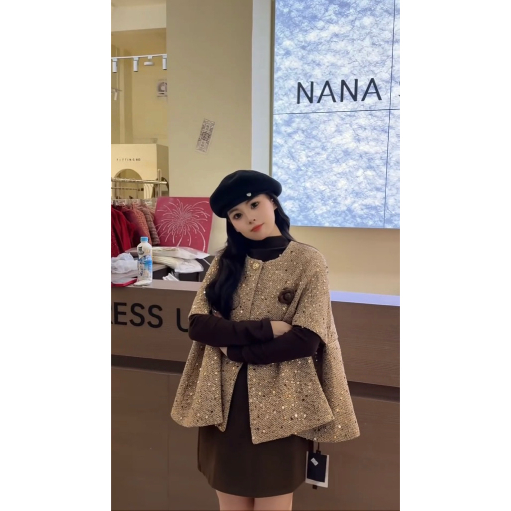 [ Hình Thật ] Áo Cape Tweed Nữ Cao Cấp Ánh Kim – Áo Choàng Dáng Ngắn Phong Cách Tiểu Thư Hàn Quốc Thu Đông Tweed Ánh Kim