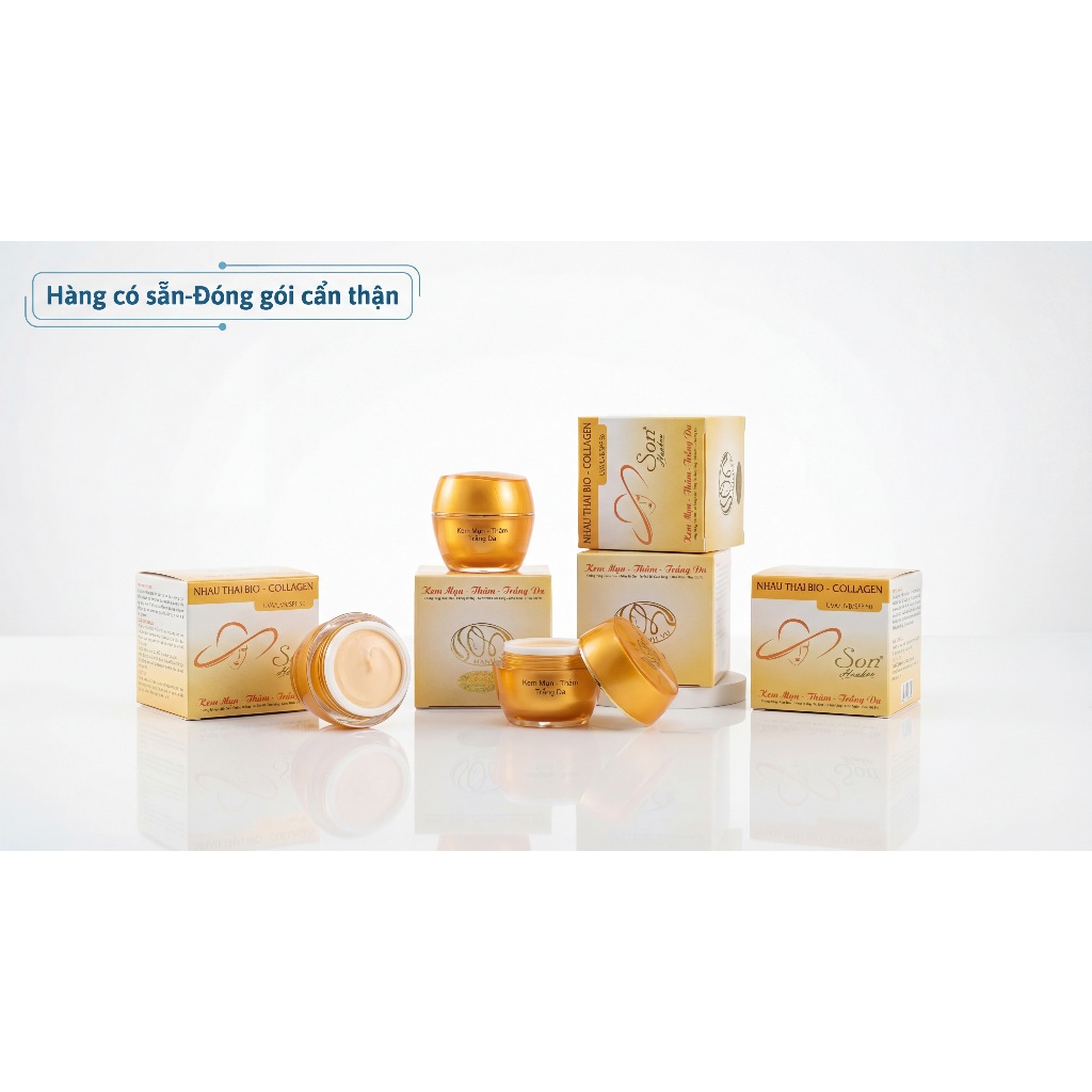 Kem Mụn Trắng da mờ Sẹo Thâm Chống nắng Se khít lỗ chân lông nhau thai cừu Collagen SON (Cam)