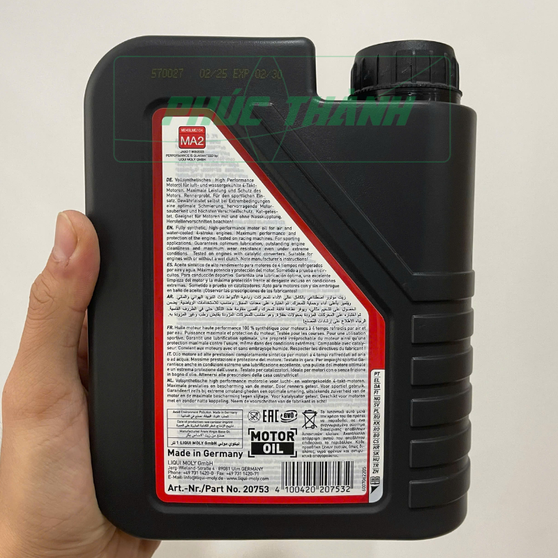 Nhớt Cao Cấp Tổng Hợp 100% LIQUI MOLY STREET RACE 4T SYNTH 10W40 Cho Xe Số, Côn Tay 1L - SX Tại Đức