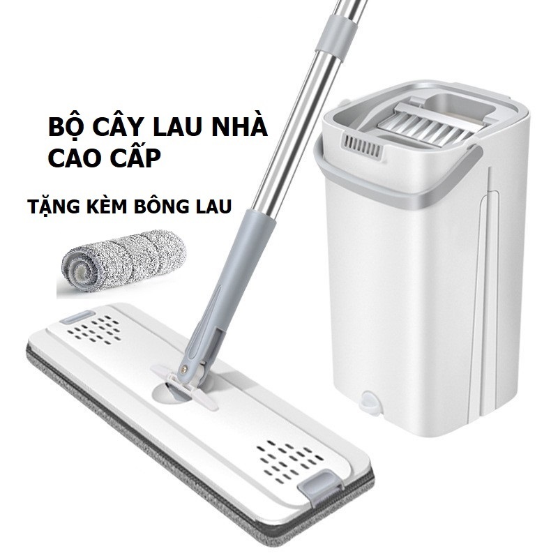 Cây Lau Nhà Thông Minh Tự Vắt 2 Ngăn, Chổi Lau Nhà Xoay 360 Độ Cao Cấp Tặng Kèm Bông Lau Microfiber