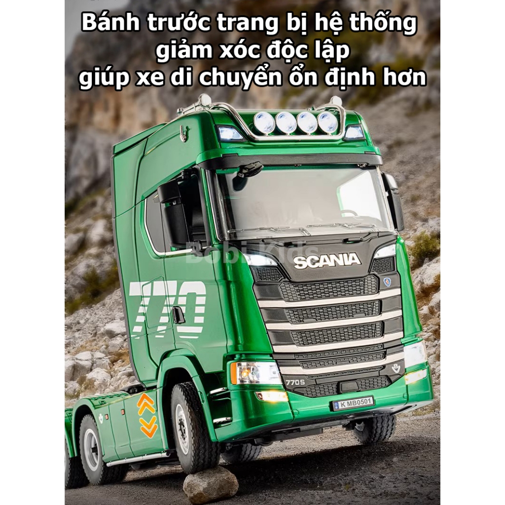 Xe tải đầu kéo điều khiển từ xa HUINA 1501/1502 770S phiên bản 2026 – Tỷ lệ 1:18, 19 kênh, đầy đủ đèn & âm thanh