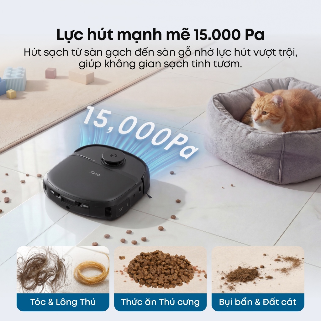 Robot hút bụi lau nhà Eufy Omni C28 15,000 PA, con lăn lau sạch liên tục,tự giặt sấy giẻ,BH 24 Tháng | BigBuy360 - bigbuy360.vn