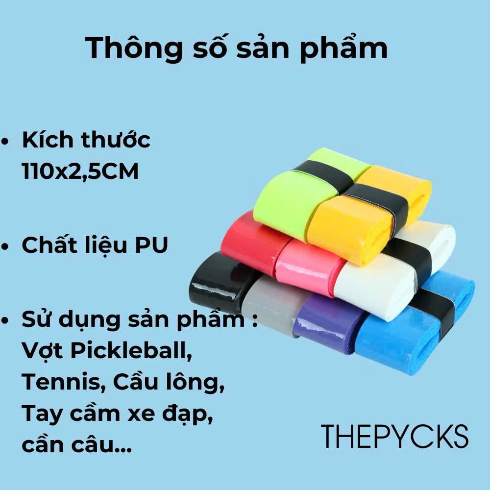 Cuốn cán vợt Pickleball cao cấp chất liệu PU mềm mại thoáng khí và giúp thấm hút mồ hôi tay cực tốt