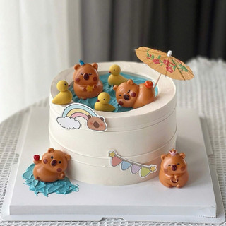 Bộ 4con cappy bara,cappy bara to và 10sét giấy cắm hình cappy bara trang trí bánh kem