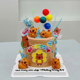 Bộ 4con cappy bara,cappy bara to và 10sét giấy cắm hình cappy bara trang trí bánh kem