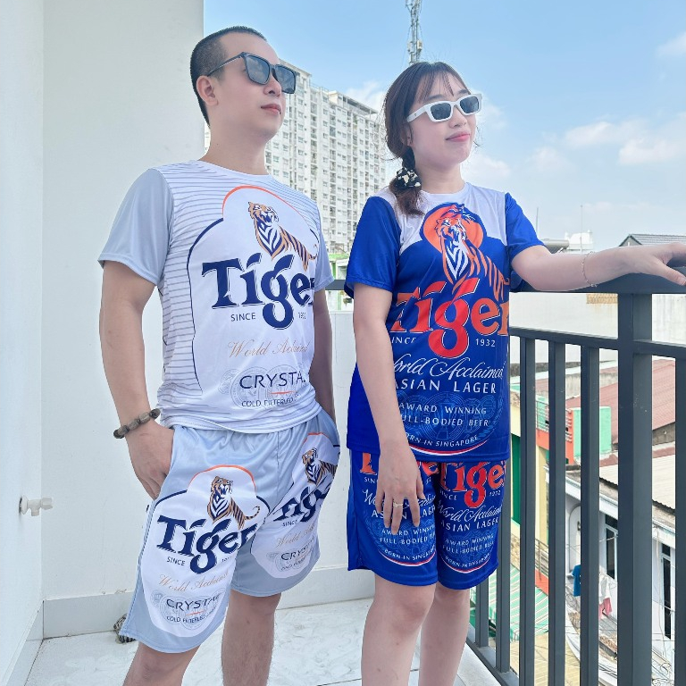 Đồ bộ thể thao nam in 3D ❤️THUN LẠNH❤️ mùa hè thoáng mát ,set quần áo họa tiết BIA TIGER XANH Kl1