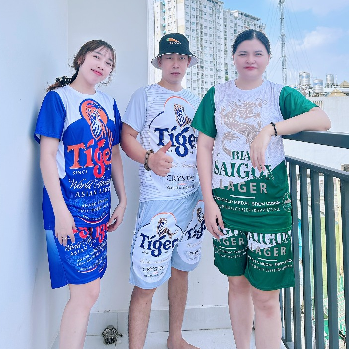 Đồ bộ thể thao nam in 3D ❤️THUN LẠNH❤️ mùa hè thoáng mát ,set quần áo họa tiết BIA TIGER XANH Kl1