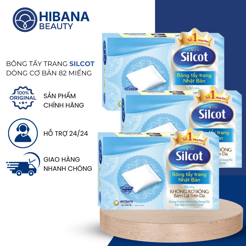 Bông tẩy trang Silcot Nhật Bản Hộp 82 miếng cao cấp - Bông Silcot ...