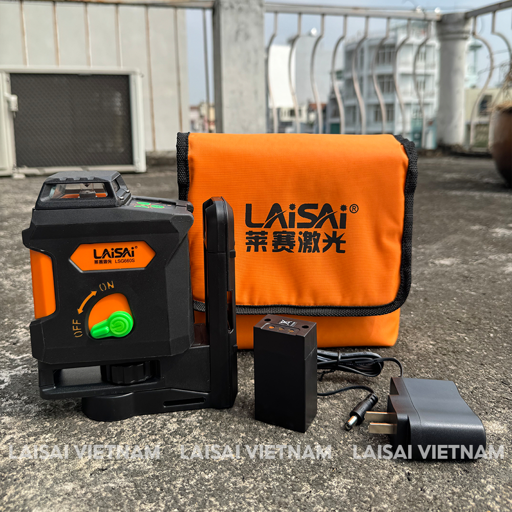 Máy Cân Bằng Laser 5 Tia Xanh Cao Cấp LAISAI LSG660S, pin 2200 mAh - Tia ngang 360°, CHÍNH HÃNG, BẢO HÀNH 12 THÁNG