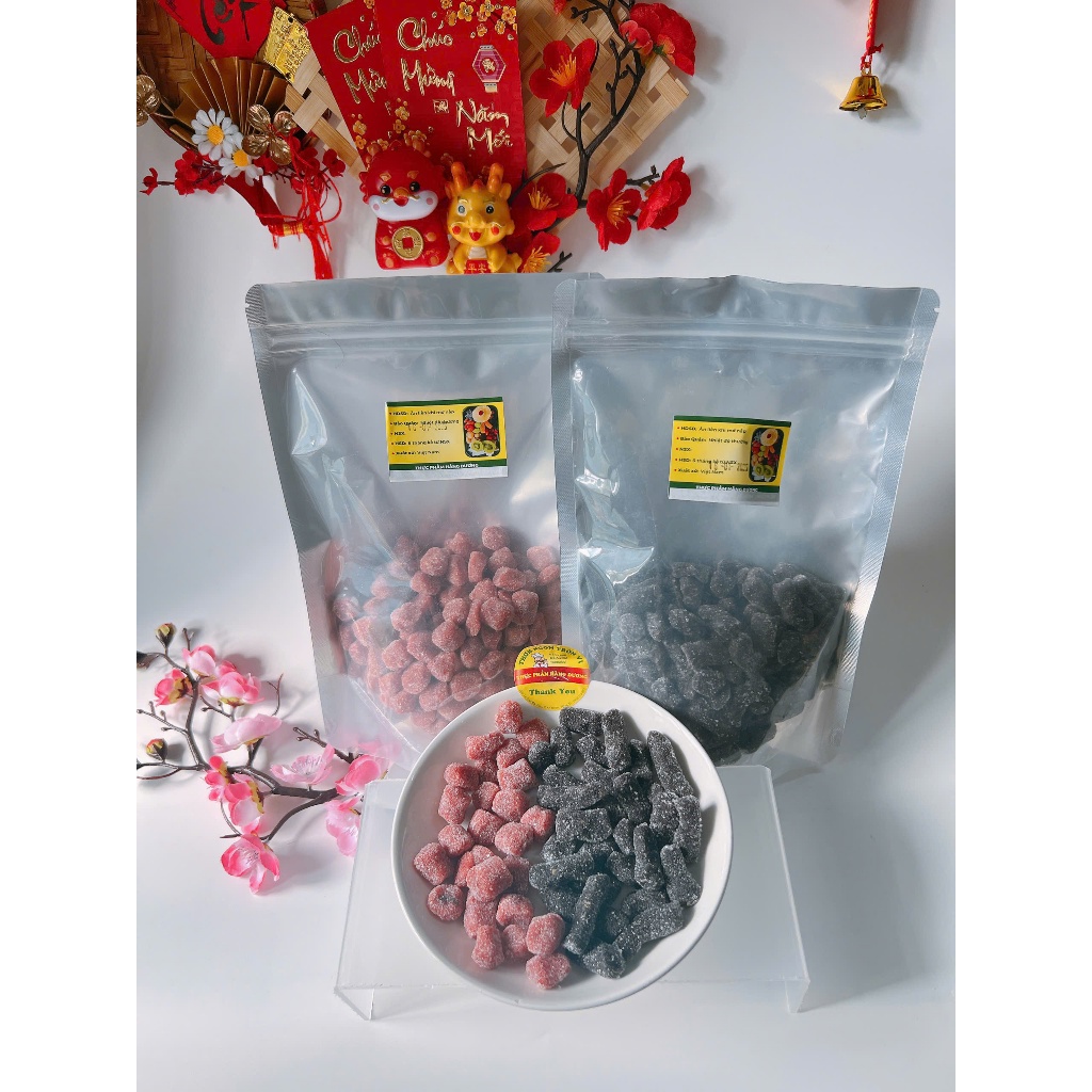 Set 1kg Gồm 500g Kẹo Dâu Tây +500g Kẹo Dâu Tằm