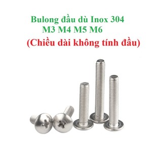 (INOX304)20 cái M3, M4, M5, M6 vít pake đầu dù thân bulong inox304 M3-M6
