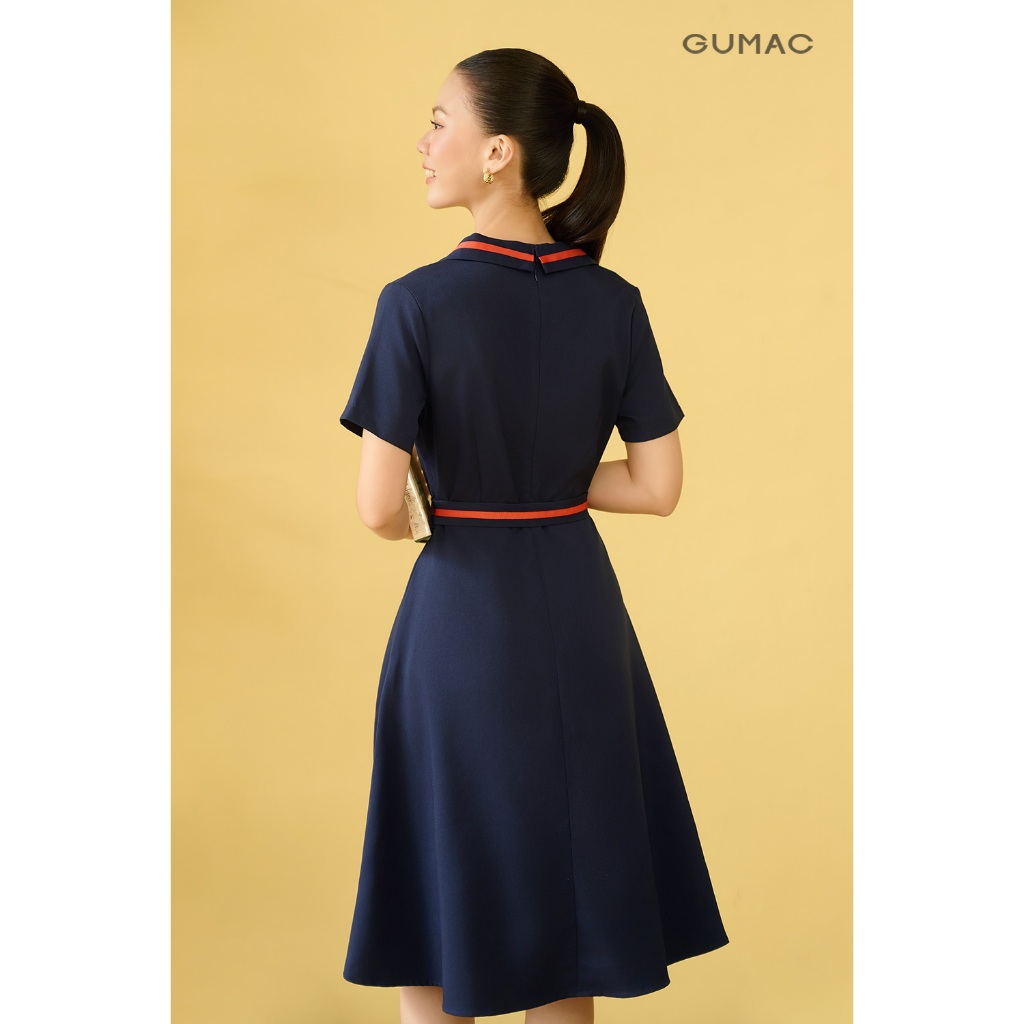 Đầm nữ GUMAC form A xòe nhẹ nhàng phối dây viền  DF10070