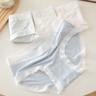 Quần Lót Cotton Viền Lụa Siêu Mát - Quần Chip Nữ Tính In Hình Chú Gấu Dễ Thương AMYBRA LY03
