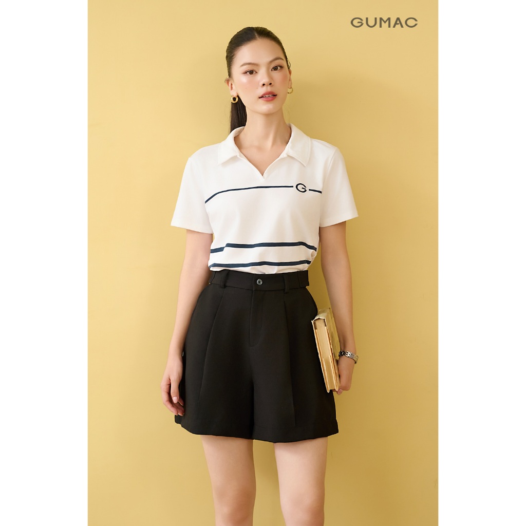 Quần short nữ GUMAC quai dê quần có xếp li đánh form A nhẹ  SHF10010