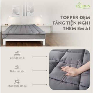 Topper Everon Cao Cấp Memory Foam Gel Lạnh Tăng Độ Êm Nệm,Thoáng Khí,Chống Nóng Lưng,Giảm Đau Vai Gáy,Dễ Vệ Sinh