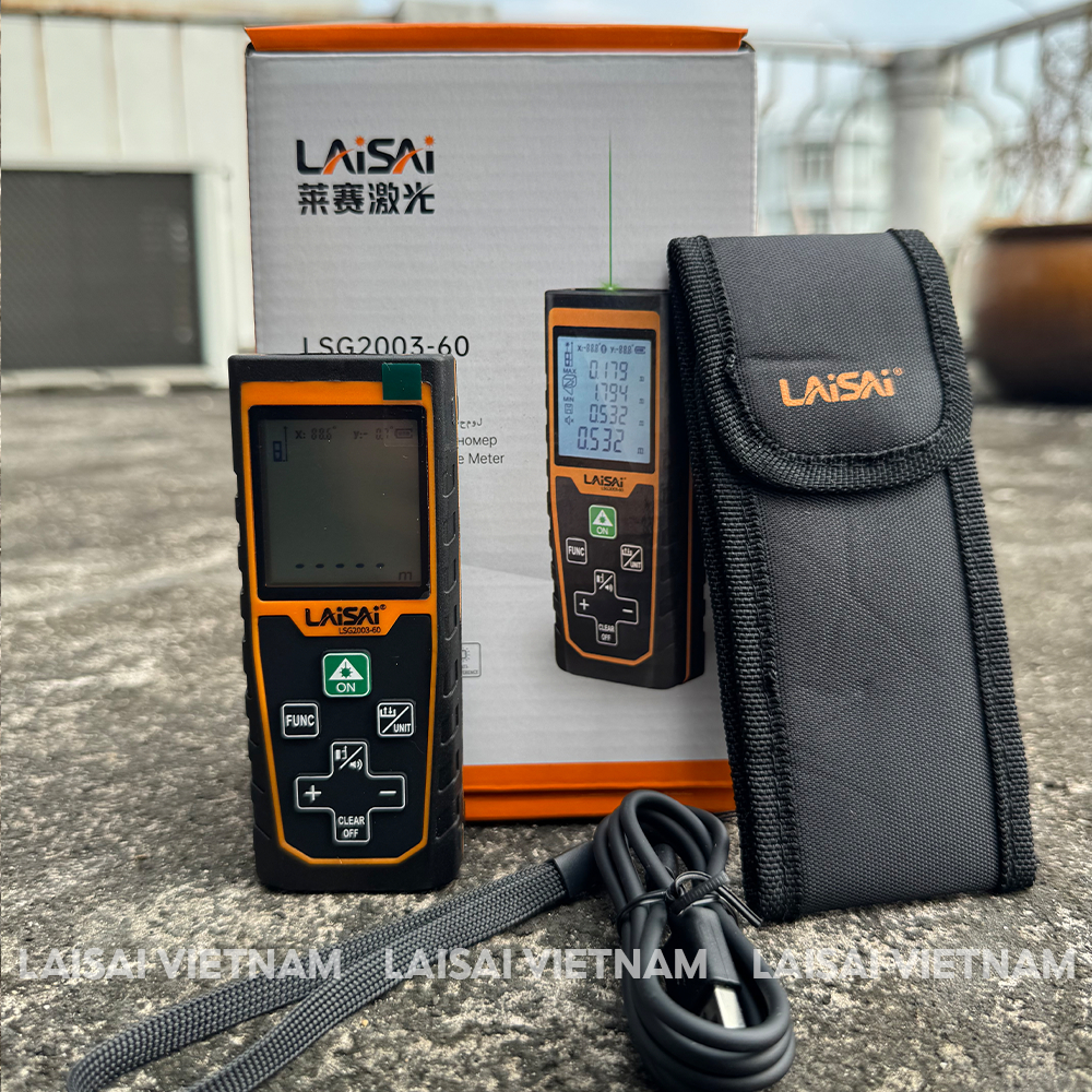 Máy Đo Khoảng Cách Tia Xanh LAISAI LSG2003-60 – Đo Nhanh, Chính Xác Đến 60M