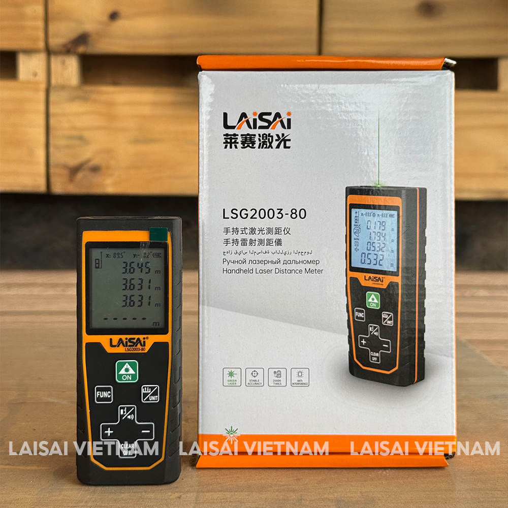 Máy Đo Khoảng Cách Tia Xanh LAISAI LSG2003-80 – Đo Siêu Nét, Chính Xác Tới 80M