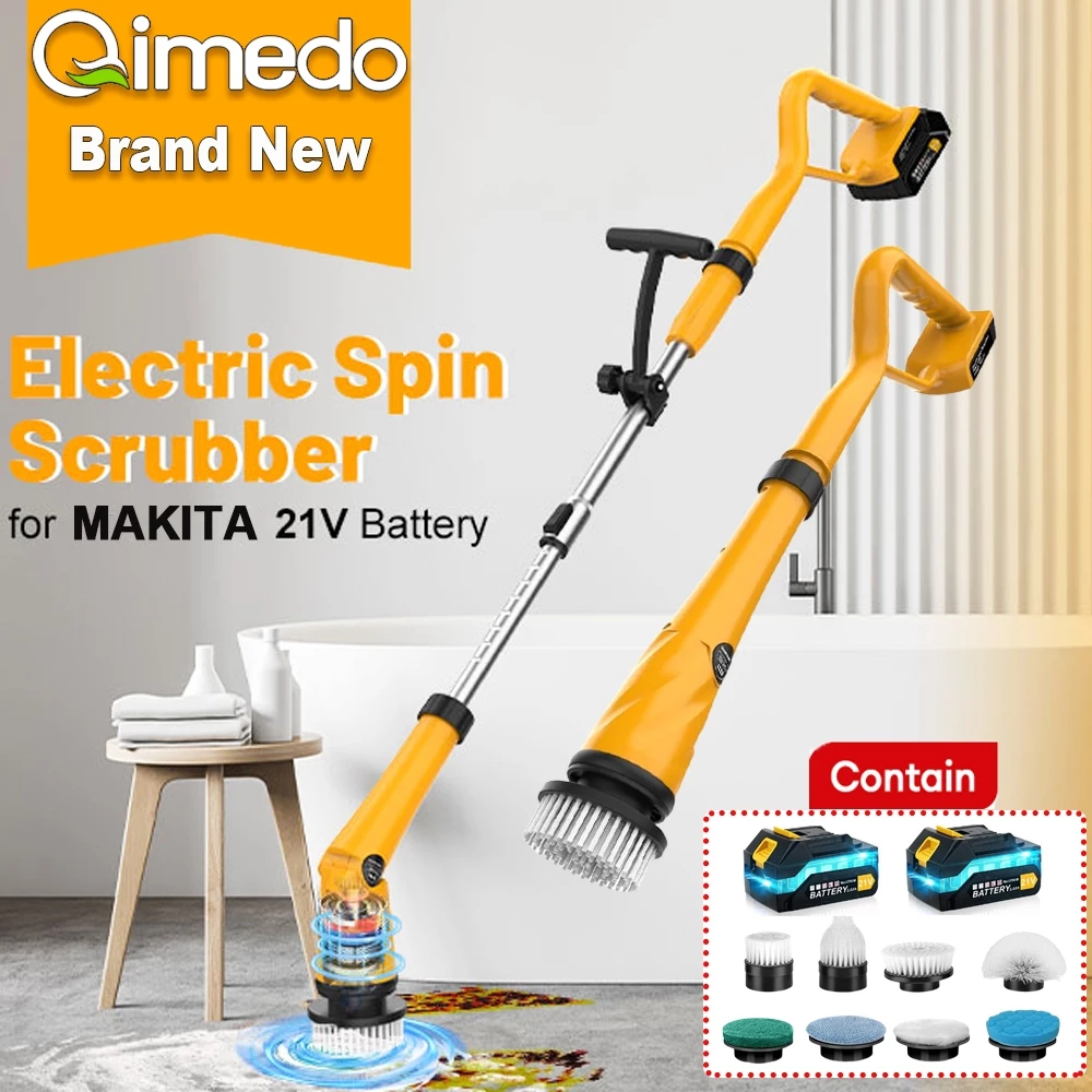 Qimedo Máy Cọ Nhà Vệ Sinh Đa Năng 1500 Vòng/Phút Tặng 8 Đầu Chổi Chuyên Dụng 30 giây làm sạch mạnh mẽ
