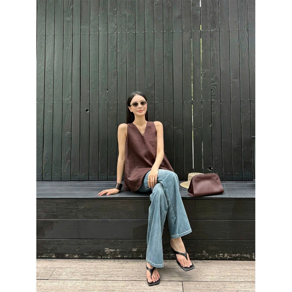 𝗔𝘁𝗶𝘀 𝗦𝗲𝘁- Set Linen cộc tay nút sò