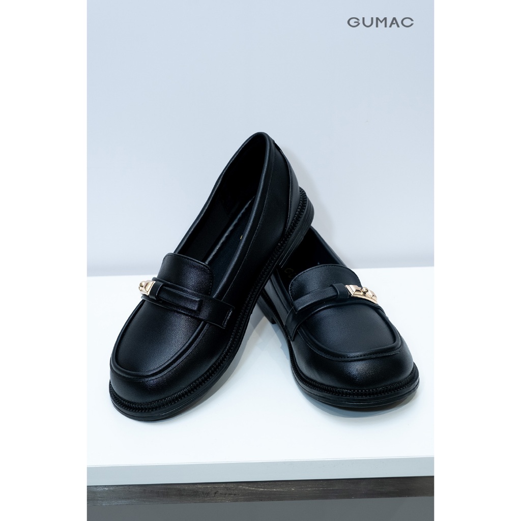 Giày Nữ GUMAC Búp Bê Đế Bệt Mũi Tròn Phối Khóa Dễ Mang Dễ Phối Đồ GF12006