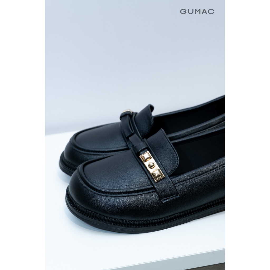 Giày Nữ GUMAC Búp Bê Đế Bệt Mũi Tròn Phối Khóa Dễ Mang Dễ Phối Đồ GF12006