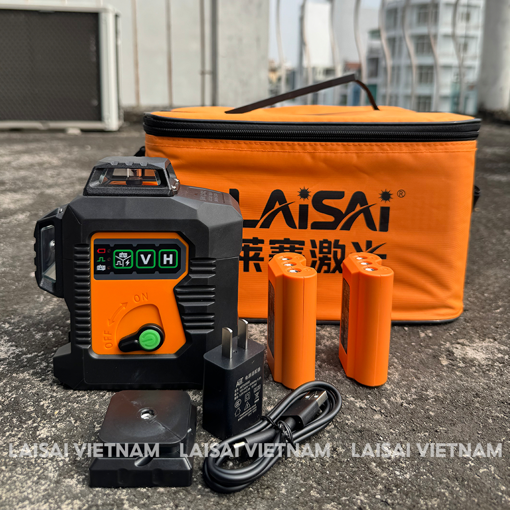 Máy Cân Bằng Laser 12 Tia Xanh LAISAI LSG6666 – Quét 3x360°, 2 pin 2000mAh, bảo hành 12 tháng