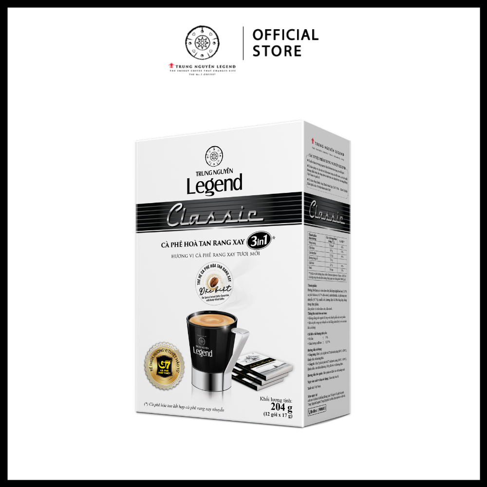 Trung Nguyên Legend – Cà phê sữa hoà tan rang xay 3in1 Classic – Hộp 12 gói x 17gr